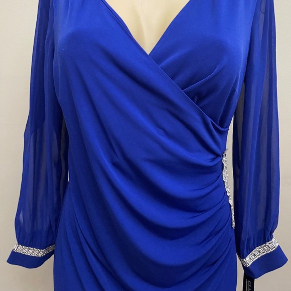 Glamour, Women's Dress, size 10, blue with open long sleeves and cuffs. - Picture 2 of 9